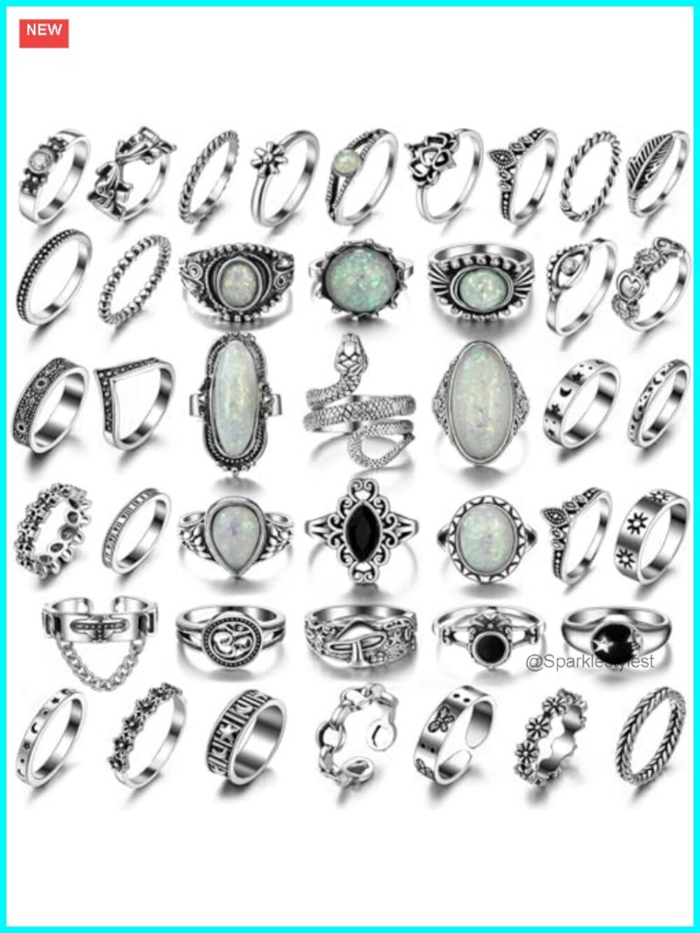 Vintage Silver Knuckle Rings Set for Women Men, Chunky Boho Rings